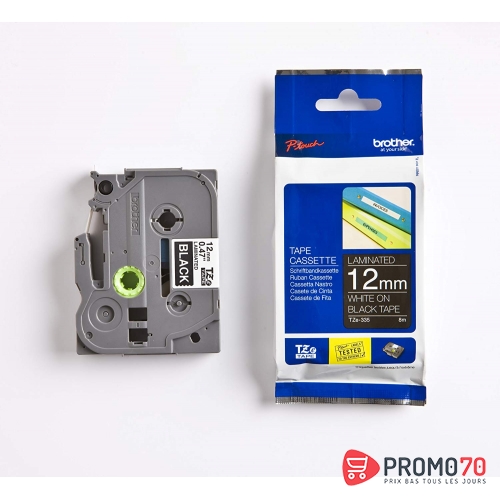 Brother ruban blanc - noir 12mm