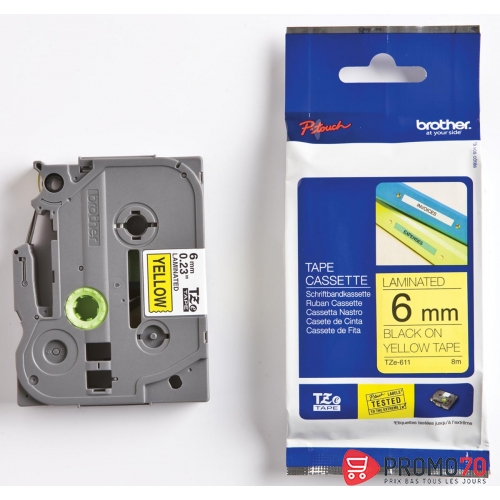 Brother ruban noir - jaune 6mm