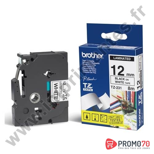 Brother ruban noir - transparent 6mm