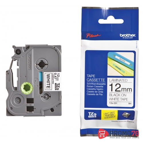 Brother ruban noir - vert 12mm