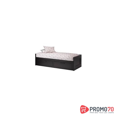 Cadre lit d'appoint avec 2 tiroirs, blanc