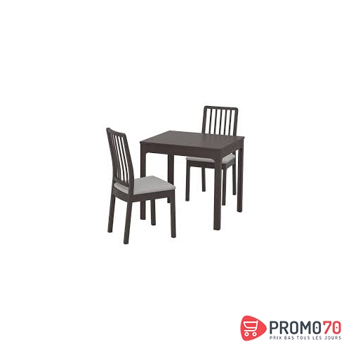 Ekedalen-ekedalen table et 2 chaises, brun foncé, gris clair orrsta