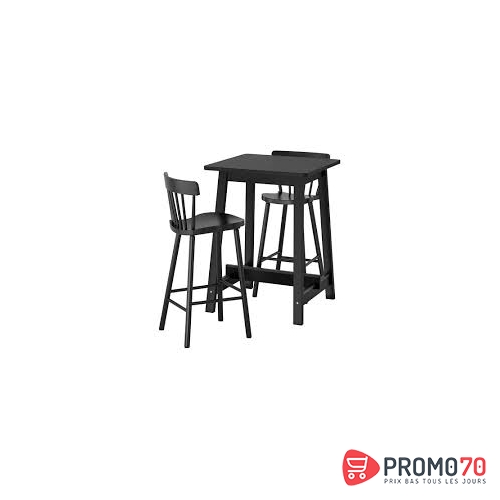 Gamlared-lerhamn table et 2 chaises, léger effet ancien, brun-noir, beige vittaryd 