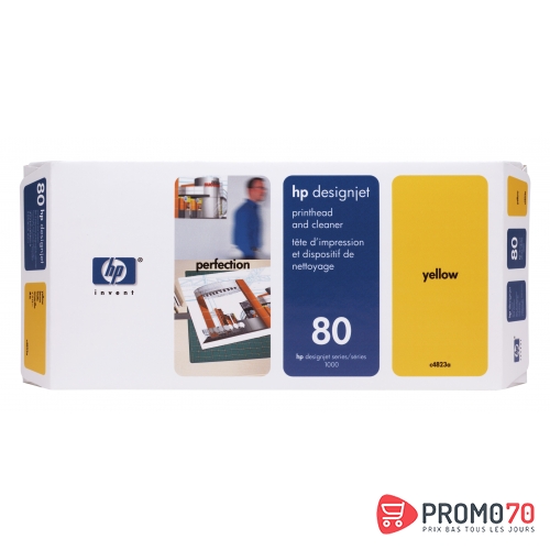 Hp 80 yellow designjet printhead and printhead cleaner
