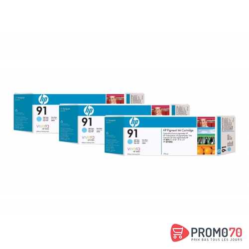 Hp 91 3-pack 775-ml cyan designjet pigment ink cartridges