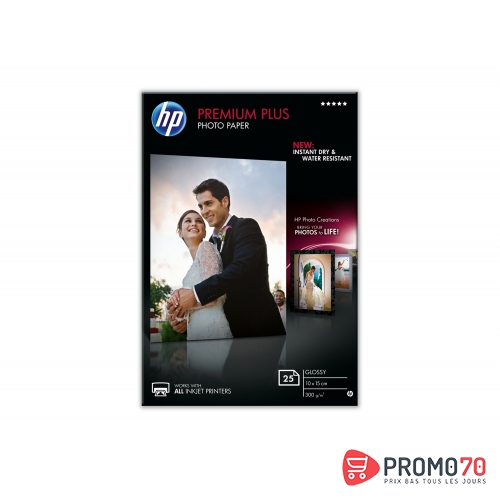 Hp premium plus glossy photo paper-25 sht/10 x 15 cm
