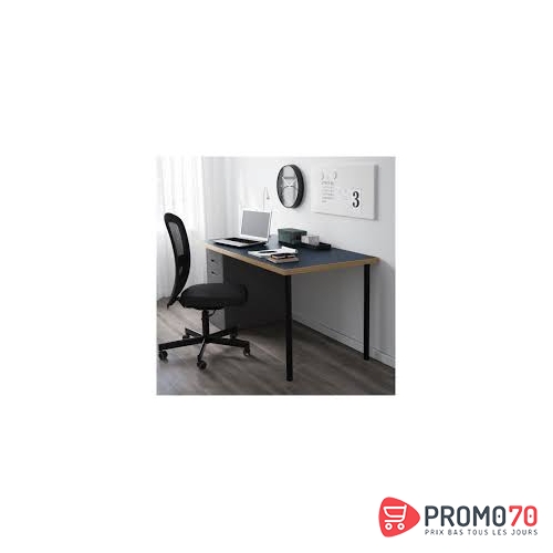 Linnmon / oddvald table, bleu, noir