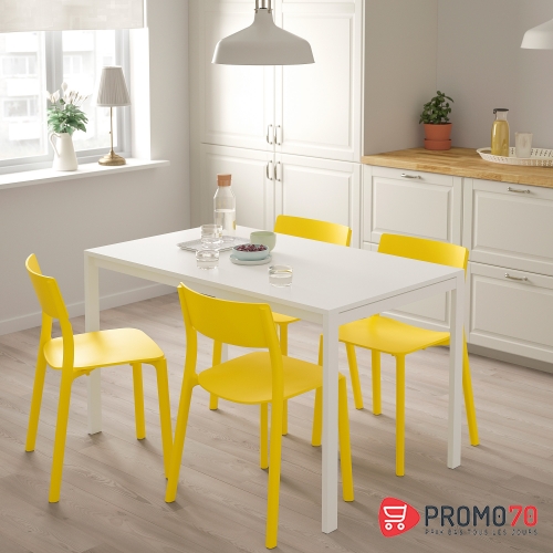 Melltorp-janinge table et 4 chaises, blanc, jaune