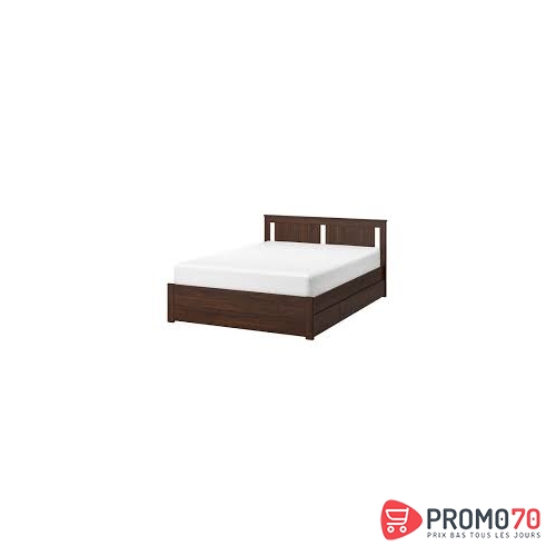 Songesand cadre de lit avec 4 tiroirs de rangement, marron, lönset