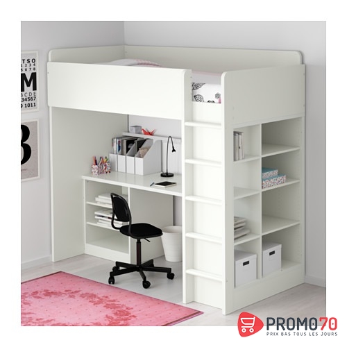 Stuva combinaison lit mezzanine avec 2 étagères / 3 étagères, blanc